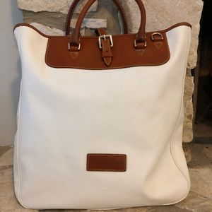 Dooney & Bourke White and Tan Leather Tote